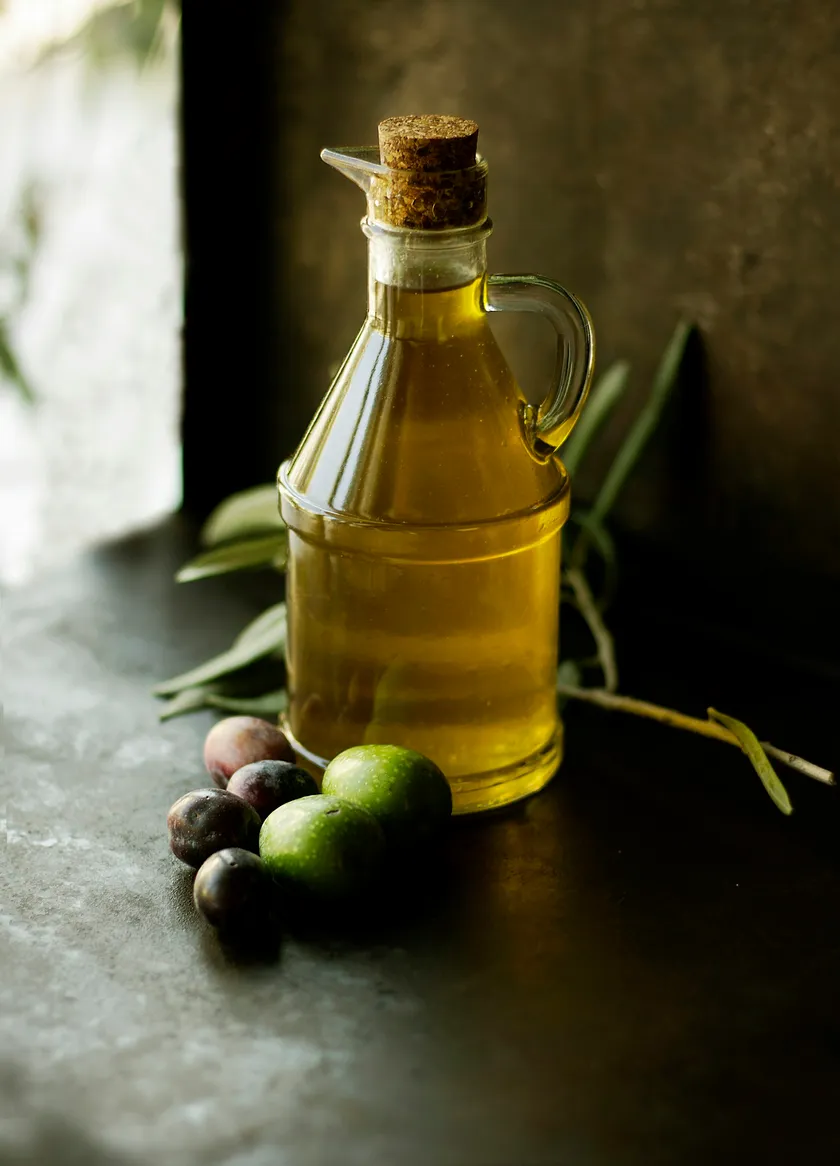 A bottle of cold pressed olive oil