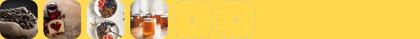 A crate of six slots: coffee, jam, granola and honey picked, two still empty